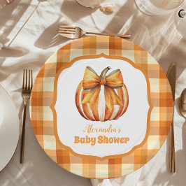 Eine kleine Pumpkin Herbst Babydusche Pappteller