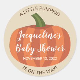 Eine kleine Pumpkin Herbst Babydusche Runder Aufkleber