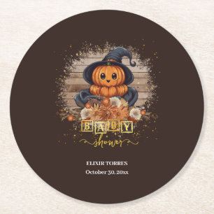 Eine kleine Pumpkin Niedliche Kawaii Glitzer Kinde Runder Pappuntersetzer