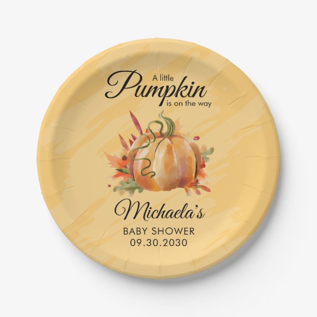 Eine kleine Pumpkin Rustic Fall Baby Dusche Pappteller (Vorderseite)