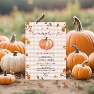 Eine kleine Pumpkin Rustic Gingham Floral Baby Dus Einladung