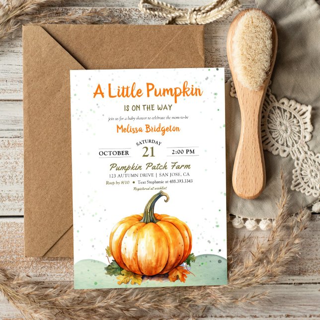 Eine kleine Pumpkin rustikale Herbstdusche Einladung (Rustic Little Pumpkin on the Way Fall Baby Shower Invitation)