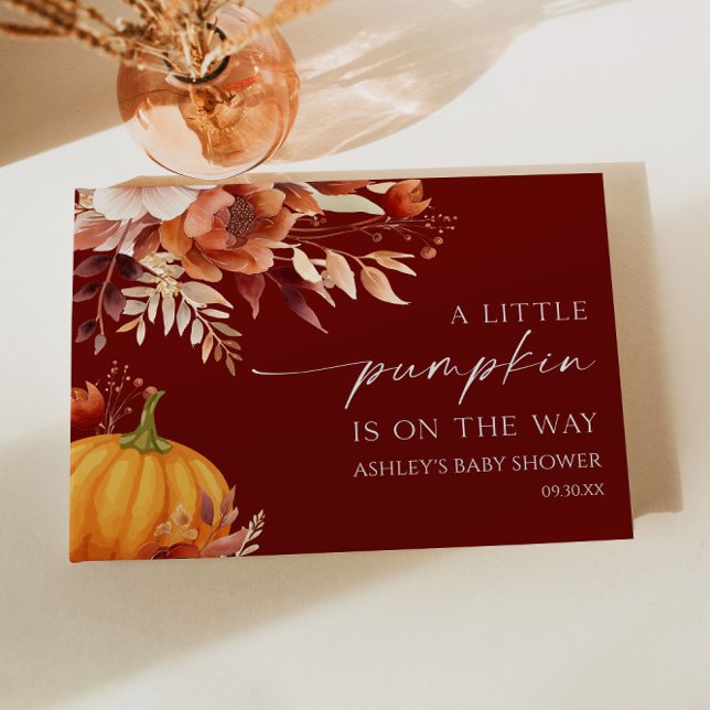 Eine kleine Pumpkin Rusty Burgundy Floral Baby Dus Gästebuch (Von Creator hochgeladen)