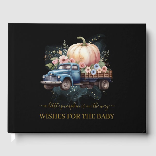 Eine kleine Pumpkin Wasserfarbe Truck Baby Dusche Gästebuch (Vorderseite)
