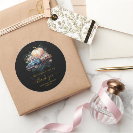 Eine kleine Pumpkin Wasserfarbe Truck Baby Dusche Runder Aufkleber