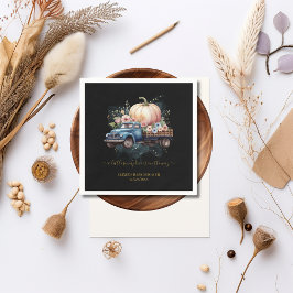 Eine kleine Pumpkin Wasserfarbe Truck Baby Dusche Serviette