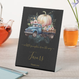 Eine kleine Pumpkin Wasserfarbe Truck Baby Dusche Sockelschild