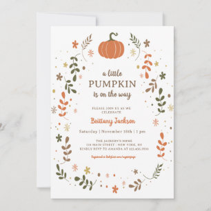 Eine kleine Pumpkin White Fall Baby Dusche Einladu Einladung
