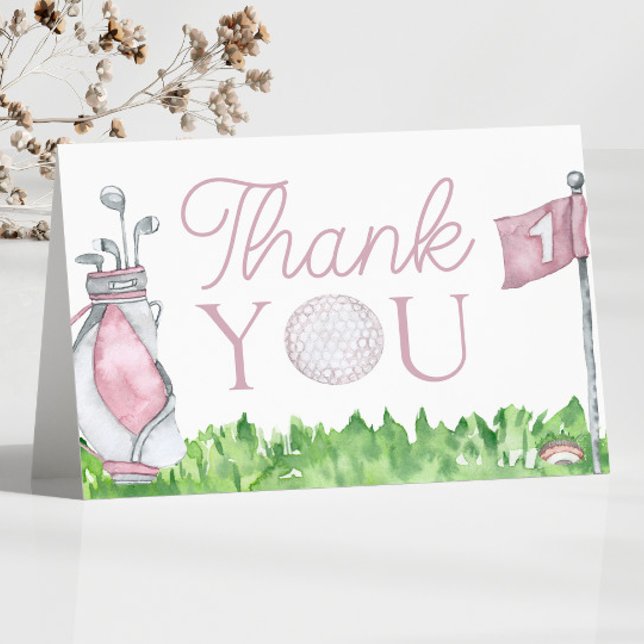 Eine kleine Putter Pink Golf Baby Dusche Dankeskarte (Von Creator hochgeladen)
