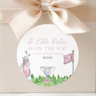 Eine kleine Putter Pink Golf Baby Dusche Runder Aufkleber
