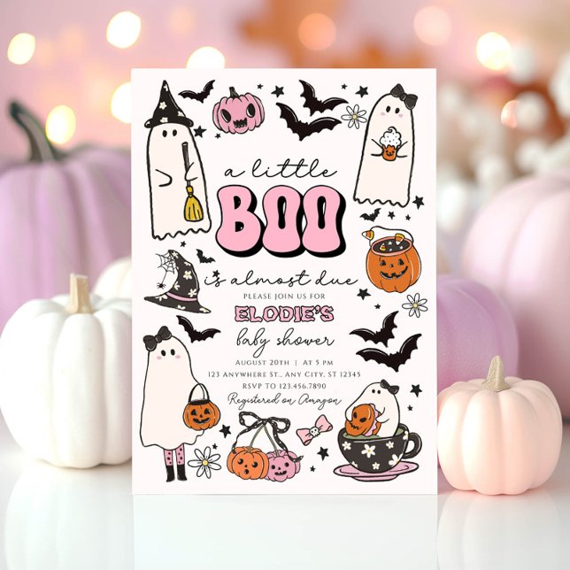 Eine kleine, rosa Halloween-Kinderdusche Einladung (Von Creator hochgeladen)
