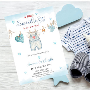 Eine kleine Schatz Wäscheleine Jungen-Baby-Party  Einladung
