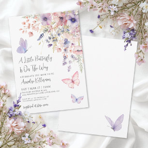 Eine kleine Schmetterlings-Wildblumen-Baby-Party Einladung