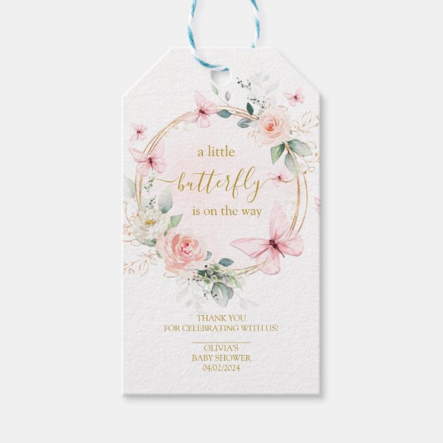 Eine kleine Schmetterlingsdusche Geschenkanhänger (Vorderseite)