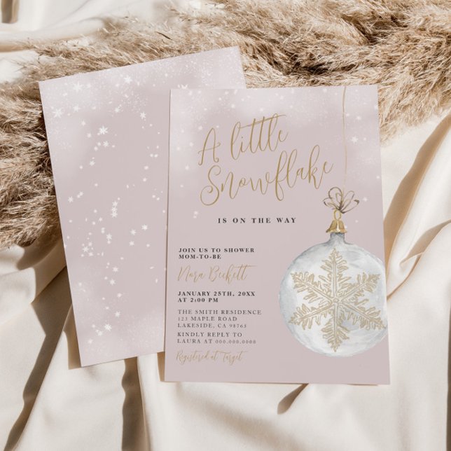 Eine kleine Schneeflocke Blush Pink Baby Dusche Einladung (Von Creator hochgeladen)
