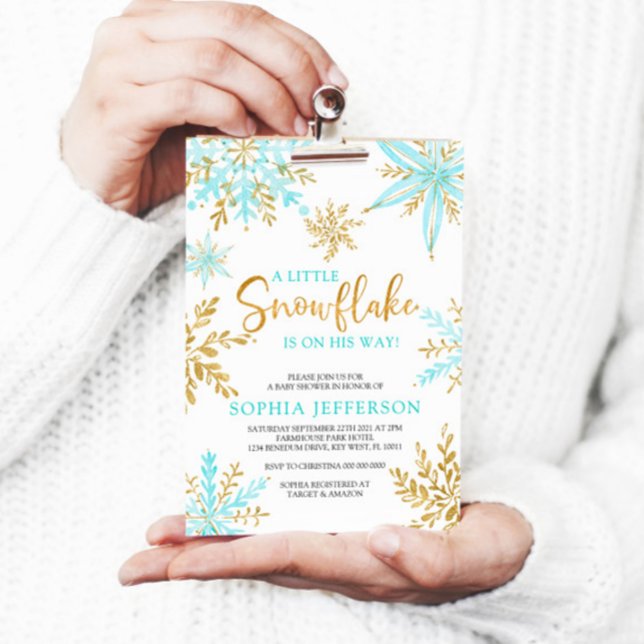 Eine kleine Schneeflocke ist auf dem Weg zur Babyd Einladung (Von Creator hochgeladen)