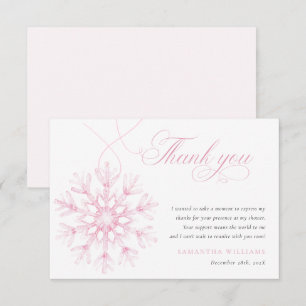 Eine kleine Schneeflocke Rosa Baby Shower Dankeska Dankeskarte