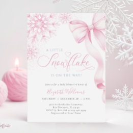 Eine kleine Schneeflocke rosa Schleife Baby Shower Einladung