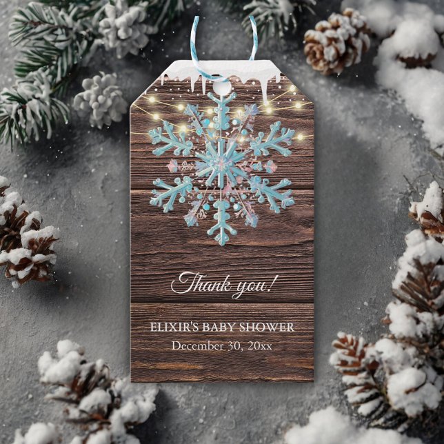 Eine kleine Schneeflocke Rustikale Winter Baby Dus Geschenkanhänger (Von Creator hochgeladen)