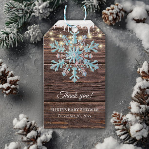 Eine kleine Schneeflocke Rustikale Winter-Baby-Par Geschenkanhänger