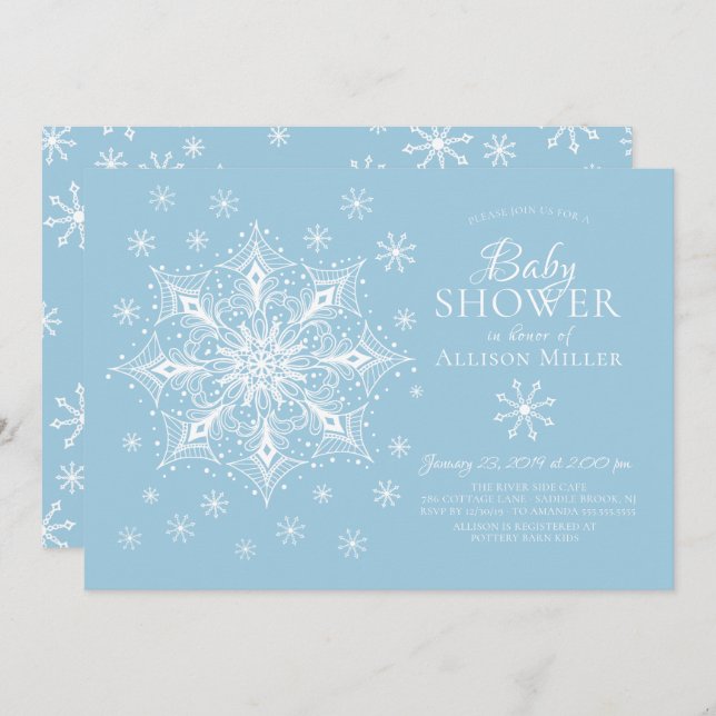 Eine kleine Schneeflocke Winterjunge Babydusche Einladung (Vorne/Hinten)