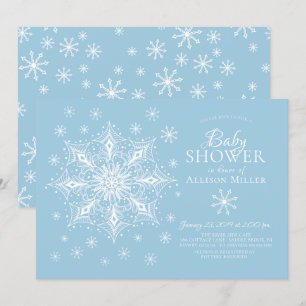 Eine kleine Schneeflocke Winterjunge Babydusche Einladung