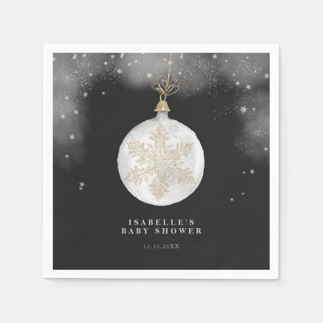 Eine kleine Schneeflocke Winternachtsdusche Serviette (Vorderseite)