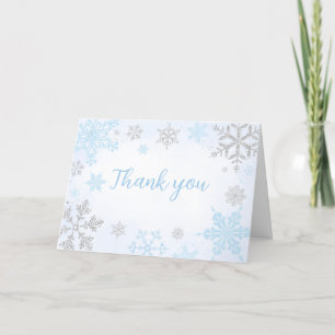 Eine kleine Snowflake Blue Baby Dusche Dankeskarte