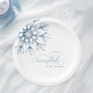 Eine kleine Snowflake Blue Baby Dusche Pappteller