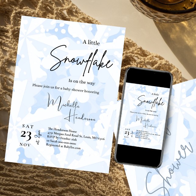 Eine kleine Snowflake Blue Winter Baby Dusche Einladung (Von Creator hochgeladen)
