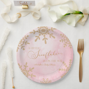 Eine kleine Snowflake Winter Wonderland Baby Dusch Pappteller