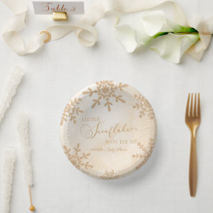 Eine kleine Snowflake Winter Wonderland Baby Dusch Pappteller