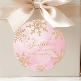 Eine kleine Snowflake Winter Wonderland Baby Dusch Runder Aufkleber