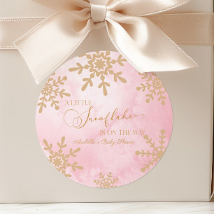 Eine kleine Snowflake Winter Wonderland Baby Dusch Runder Aufkleber