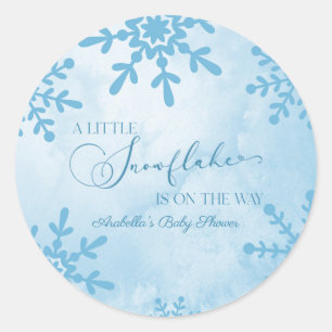 Eine kleine Snowflake Winter Wonderland Baby Dusch Runder Aufkleber