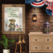 Eine kleine Soldat Junge Teddy Bear Babydusche