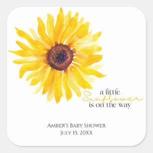 Eine kleine Sonnenblume ist auf dem Aufkleber für
