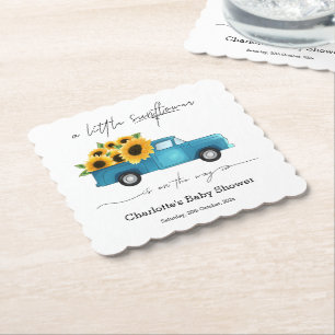 Eine kleine Sonnenblume ist auf dem Weg Baby Showe Untersetzer