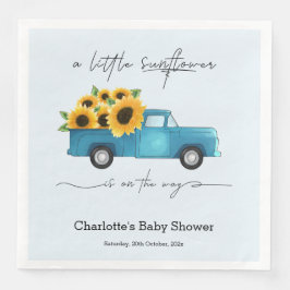 Eine kleine Sonnenblume ist auf dem Weg zur Babydu Serviette