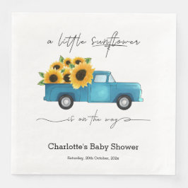 Eine kleine Sonnenblume ist auf dem Weg zur Babydu Serviette