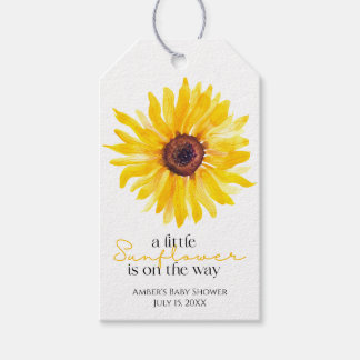 Eine kleine Sonnenblume ist auf der Spendenmarke " Geschenkanhänger