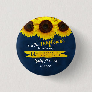 Eine kleine Sonnenblume ist unterwegs! Babyparty Button