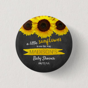 Eine kleine Sonnenblume ist unterwegs! Babyparty Button