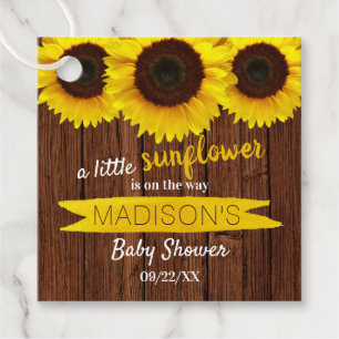 Eine kleine Sonnenblume ist unterwegs! Babyparty Geschenkanhänger