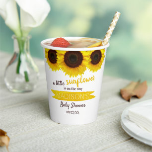 Eine kleine Sonnenblume ist unterwegs! Babyparty Pappbecher