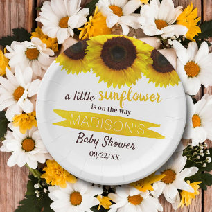 Eine kleine Sonnenblume ist unterwegs! Babyparty Pappteller