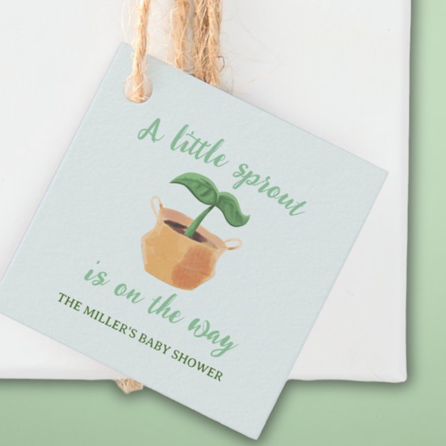 Eine kleine Sprout Garden Pflanze Lover Kinderdusc Geschenkanhänger (A Little Sprout Garden Plant Lover Baby Shower Favor Tags)