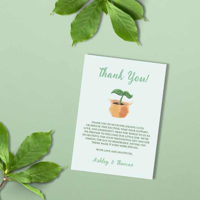 Eine kleine Sprout-Garten-Pflanze-Neutral-Babydusc Dankeskarte (A Little Sprout Garden Plant Neutral Baby Shower Thank You Card)