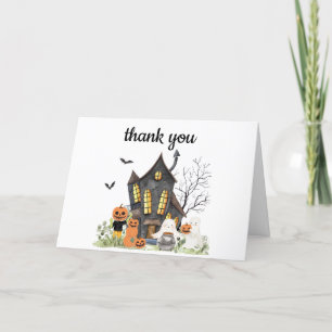 Eine kleine Spuk Halloween-Kinderdusche Dankeskarte