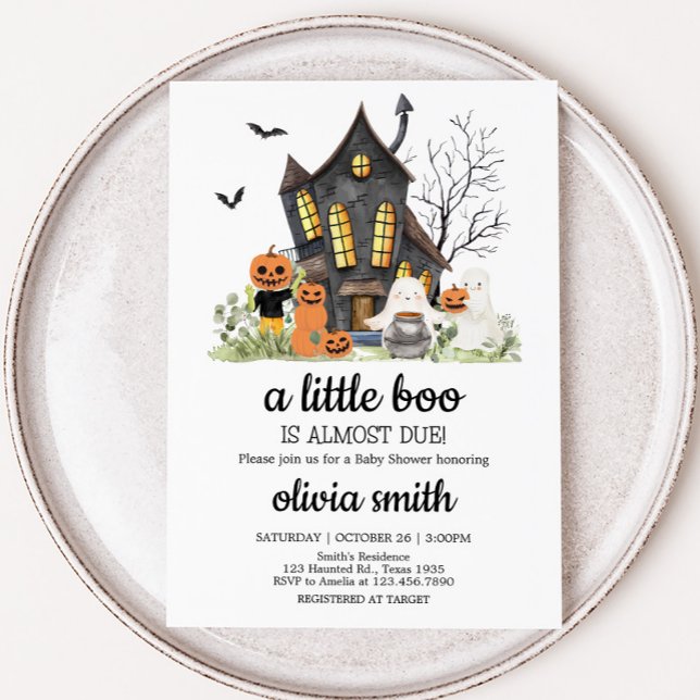 Eine kleine Spuk Halloween-Kinderdusche Einladung (A Little Boo Halloween Baby Shower Invitation)